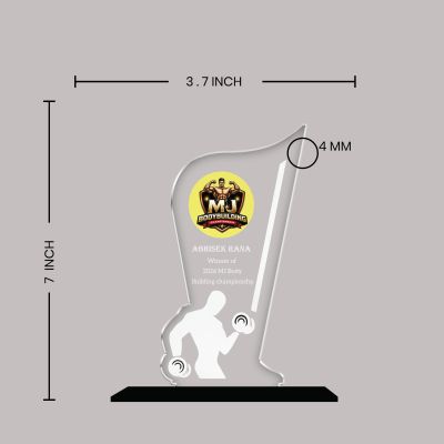 Personalized Body Building Award Trophy | Sports Acrylic Trophy for School Games, Fitness Event & Gym Competitions